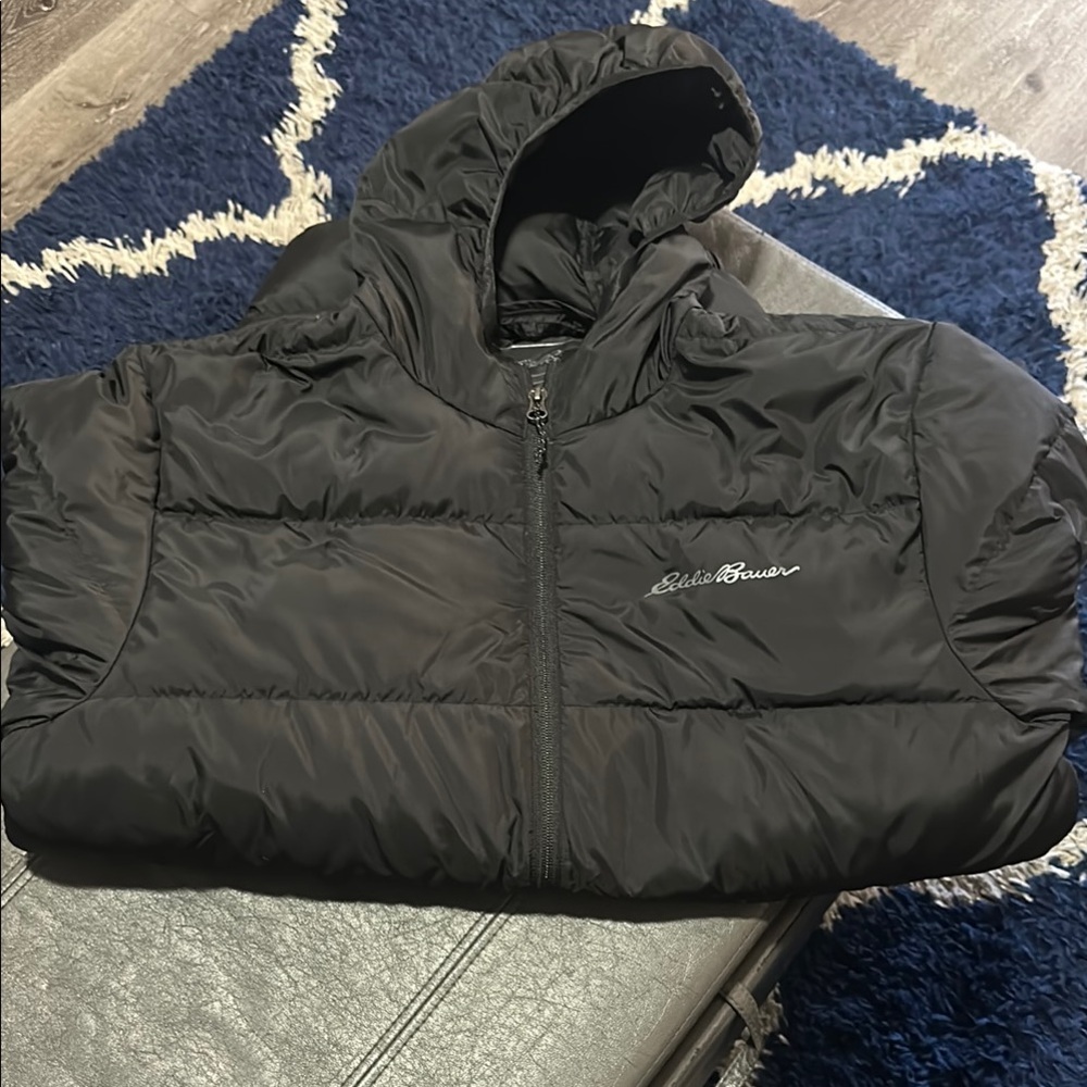 Eddie Bauer Hooded Black Puffer Jacket